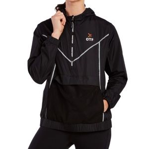 Orange Theory Hooded Half Zip Sport Anorak Windbreaker Pullover Reflective Black